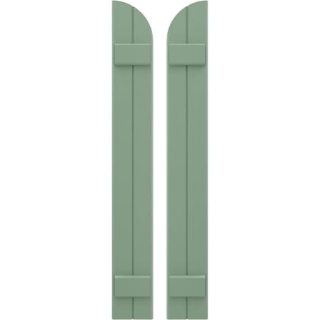 Americraft 2-Board (2 Batten) Wood Joined Board-n-Batten Shutters W/ Arch Top, ARW101BQ207X59TGH